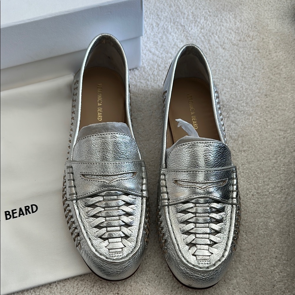 Veronica Beard Silver Loafers